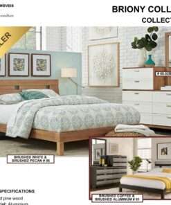 JUEGO DE HABITACION BRIONY BRUSHED WHITE PECAN QUEEN SET 2