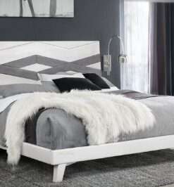 CAMA QUEEN BLUE NOTE BRUSHED WHITE AND GRAY