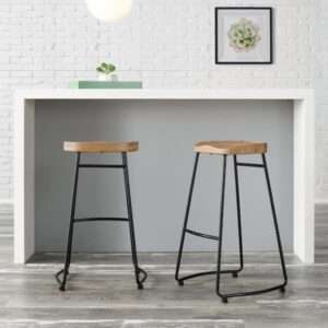 BANQUETAS STYLE WELL MODERN BLACK METAL BACKLESS BAR STOOL WITH WOOD …