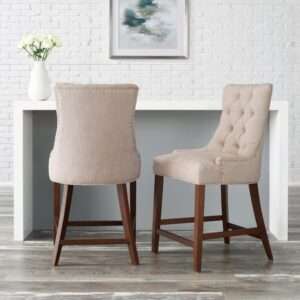 BANQUETAS STYLE WELL BAKERFORD BISCUIT BEIGE UPHOLSTERED COUNTER STOO…