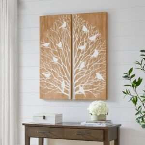CUADRO DECORATIVO HOME DECORATORS COLLETION WOODEN TREE WITH BIRDS WA…