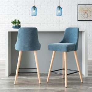 BANQUETA STYLE WELL 30 IN. BENFIELD TWILIG/NATURAL BLUE WOOD UPHOLSTE…