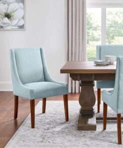 silla de comedor (set de 2)Home Decorators Collection Leaham Charleston Blue Upholstered with Walnut Accents