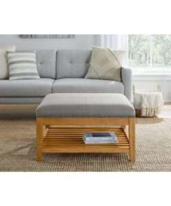 OTTOMAN HOME DECORETORS COLLECTION HAYESBROOK CHARCOAL GRAY UPHOLSTER...
