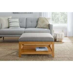 OTTOMAN HOME DECORETORS COLLECTION HAYESBROOK CHARCOAL GRAY UPHOLSTER…