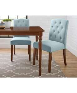 SILLA STYLE WELL BECKRIDGE ALOE BLUE UPHOLSTERED DINING CHAIR WITH TU...