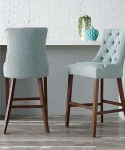 Taburetes StyleWell Bakerford Aloe Blue Upholstered Bar Stool with Back (Set of 2)Upholstered Bar Stools with Back (copia)