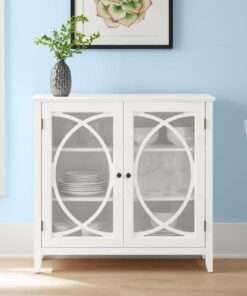 CREDENZA STYLE WELL BRISA BRIGHT WHITE ACCENT CABINET WITH DOUBLE ELL...