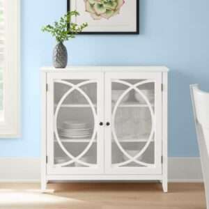 CREDENZA STYLE WELL BRISA BRIGHT WHITE ACCENT CABINET WITH DOUBLE ELL…