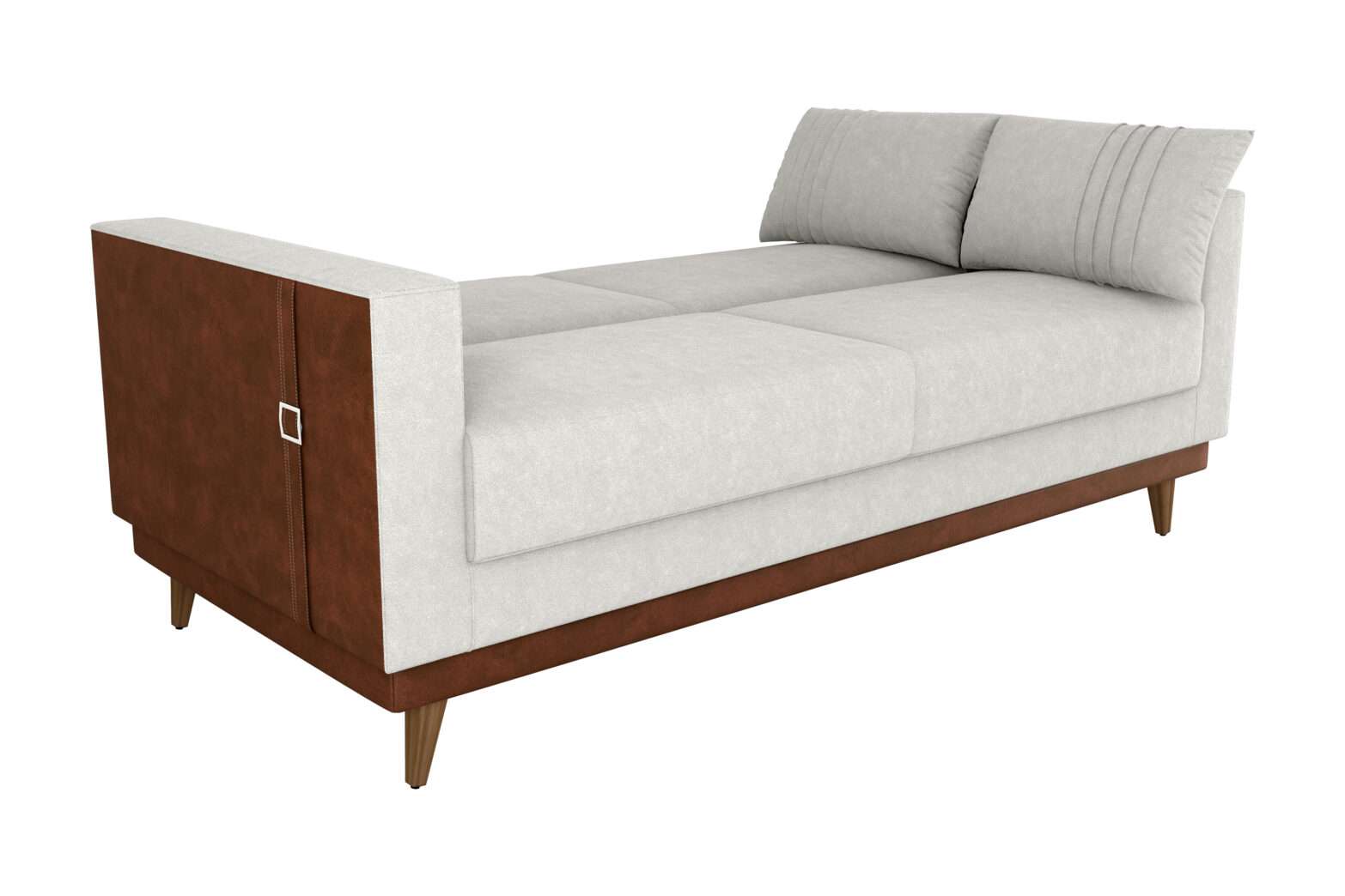 SOFA CAMA ESTHER BASE REVESTIDA LEATHER MARRON/ BLANCO - Imagen 4