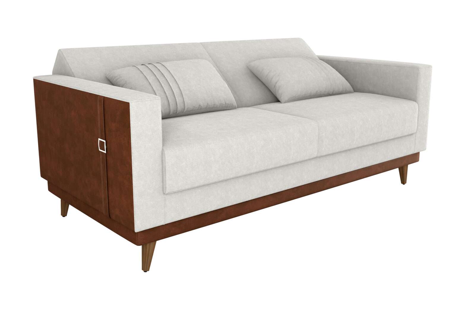 SOFA CAMA ESTHER BASE REVESTIDA LEATHER MARRON/ BLANCO - Imagen 5