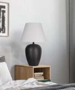 LAMPARA PRESTWICK 23.75 IN. BLACK ARTISAN CERAMIC TABLE LAMP WITH WHI... - Imagen 3