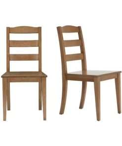 SILLA STYLE WELL PATINA OAK FINISH DINING CHAIR WITH LADDER BACK SET ...