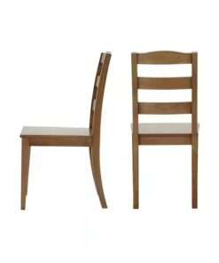 SILLA STYLE WELL PATINA OAK FINISH DINING CHAIR WITH LADDER BACK SET ... - Imagen 6