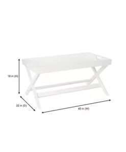 MESA DE CENTRO STYLE WELL RECCTANGULAR WHITE WOOD TRAY TOP COFFEE TAB... - Imagen 6