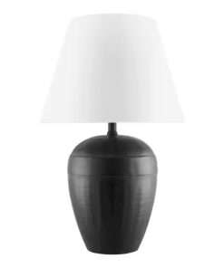 LAMPARA PRESTWICK 23.75 IN. BLACK ARTISAN CERAMIC TABLE LAMP WITH WHI... - Imagen 7