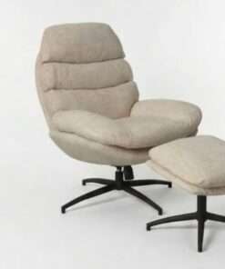 BUTACA CON OTTOMAN CREMA OSCURO