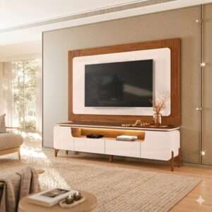 BANCADA COM PAINEL ALICIA OFF WHITE/FREIJO