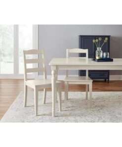 SILLA DE COMEDOR STYLE WELL IVORY WOOD DINING CHAIR WITH LADDER BACK ...