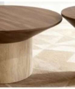 JUEGO DE DOS MESAS DE CENTRO MARRON TOPE MARRON BASE CREMA