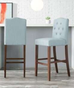 BANQUETAS STYLE WELL BECKRIDGE ALOE BLUE UPHOLSTERED BAR STOOLS WITH ...