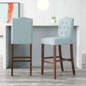 BANQUETAS STYLE WELL BECKRIDGE ALOE BLUE UPHOLSTERED BAR STOOLS WITH …