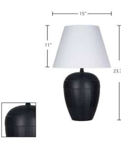 LAMPARA PRESTWICK 23.75 IN. BLACK ARTISAN CERAMIC TABLE LAMP WITH WHI... - Imagen 2