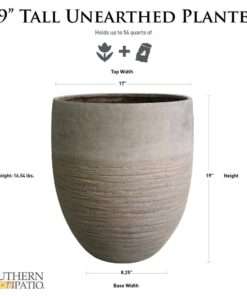 MACETA DECORATIVA 17 IN. JENNINGS LARGE GRAY PLASTIC FIBERGLASS TALL ... - Imagen 3