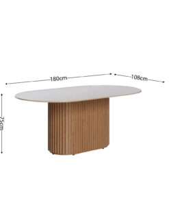 MESA DE COMEDOR LIVING 1.8 VIDRIO OVAL OFF WHITE/ CINAMOMO - Imagen 3