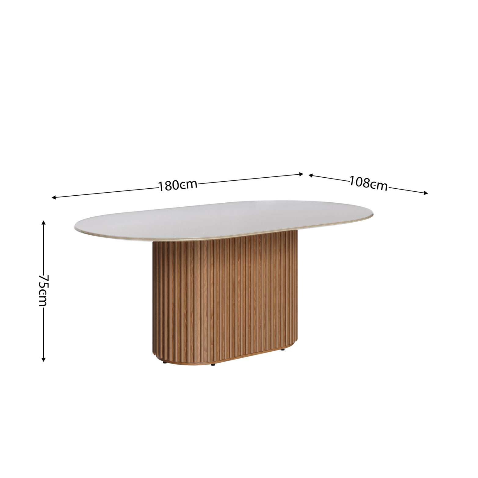 MESA DE COMEDOR LIVING 1.8 VIDRIO OVAL OFF WHITE/ CINAMOMO - Imagen 3