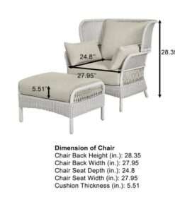 SILLON Y OTTOMAN DE MIMBRE PARA EXTERIORES PINECROFT FRENCH LINEN (JU... - Imagen 3