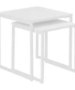 Alternative view of MESA DE CENTRO STYLE WELL DONNELLY WHITE NESTING TABLES WITH WHITE WO...
