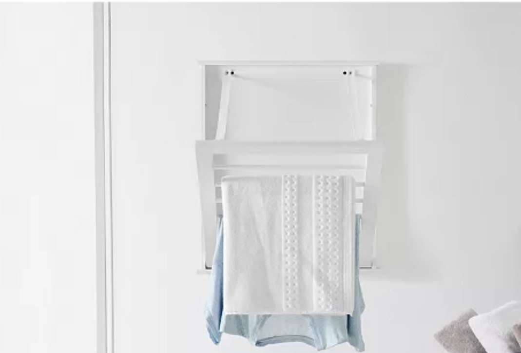 ESTANTE STYKE WELL 27IN. WHAITE WOOD COLLAPSIBLE LAUNDRY WALL RACK - Imagen 4