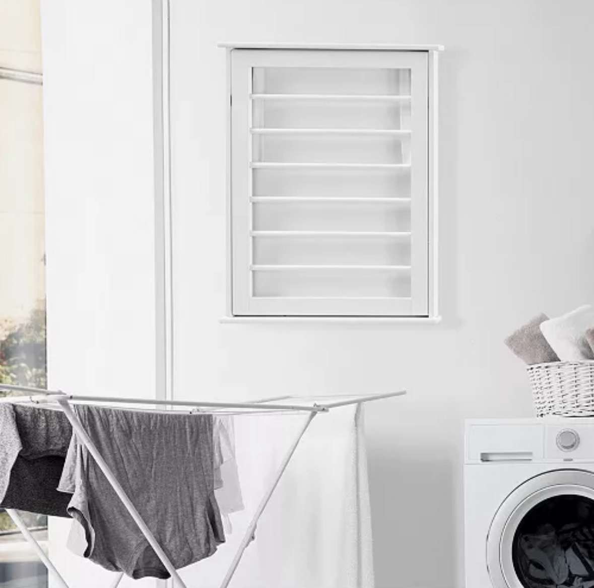 ESTANTE STYKE WELL 27IN. WHAITE WOOD COLLAPSIBLE LAUNDRY WALL RACK - Imagen 3