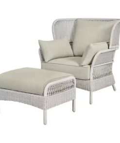 SILLON Y OTTOMAN DE MIMBRE PARA EXTERIORES PINECROFT FRENCH LINEN (JU...