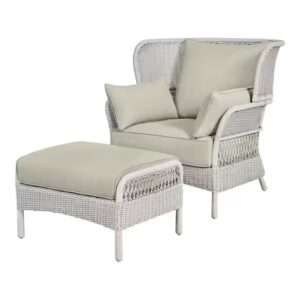 SILLON Y OTTOMAN DE MIMBRE PARA EXTERIORES PINECROFT FRENCH LINEN (JU…