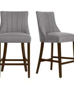 TABURETE BAR TAPIZADO COLECCION SCOTSFIELD GRIS CARBON CON DISENO ACA...