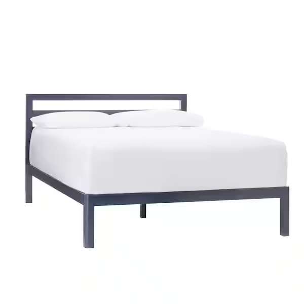 CAMA KING DE METAL STYLEWELL GRANDON EN COLOR AZUL MEDIANOCHE CON SOM...