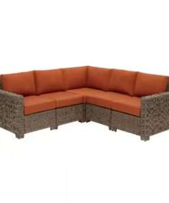 SOFA DE EXTERIOR SECCIONAL LAGUNA POINT 5 PIEZAS EN MIMBRE MARRON CON...