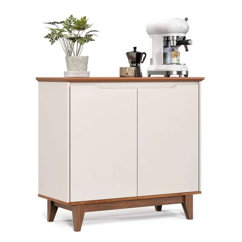 buffet 2 portas flow sin gavetas off white / freijo - Imagen 5