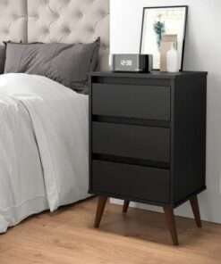 mesa de noche retro wood negra