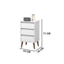 mesa de noche retro wood blanco - Imagen 3