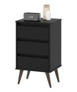 mesa de noche retro wood negra - Imagen 2