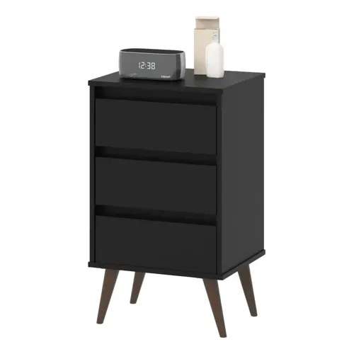 mesa de noche retro wood negra - Imagen 2
