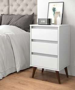 mesa de noche retro wood blanco