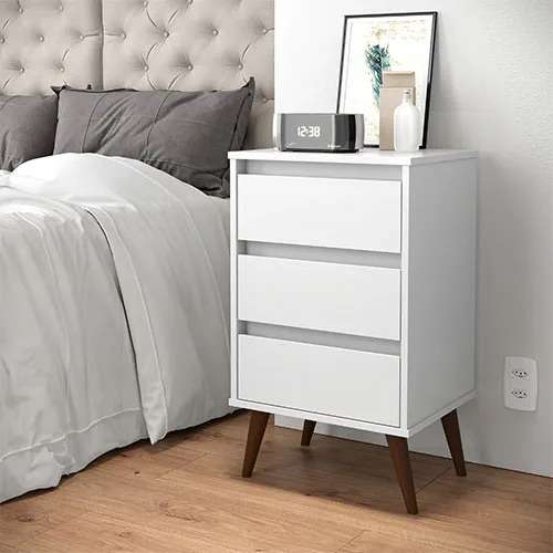mesa de noche retro wood blanco