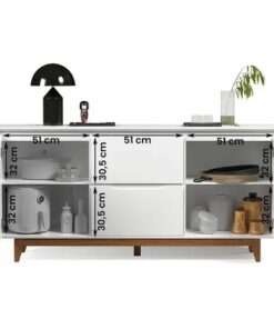 buffet 2 portas flow con gavetas blanco - Imagen 2