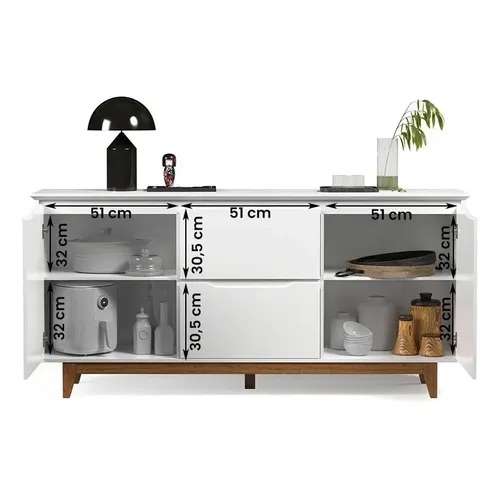 buffet 2 portas flow con gavetas blanco - Imagen 2
