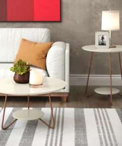 Set mesa de centro y mesa lateral  liz blanco - Imagen 5