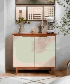 buffet 2 portas flow sin gavetas off white / freijo